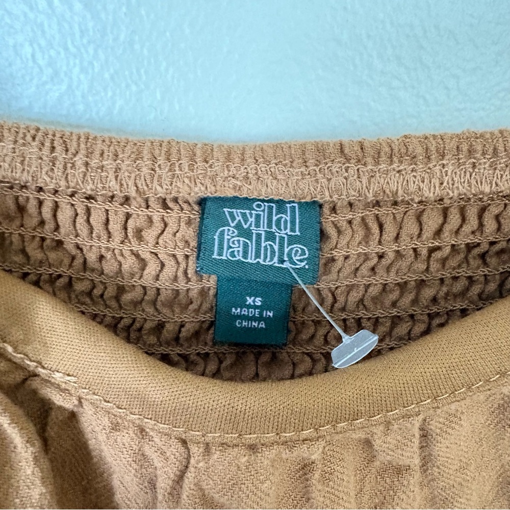 Wild Fable Cropped Long Sleeve Boho Top, Brown, Size XS - Picture 8 of 9